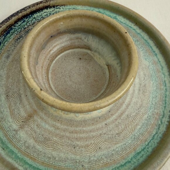Melinda Ward VA 2001 Handmade Pottery 10in Chip and Dip Platter Glazed Stoneware - Picture 2 of 12